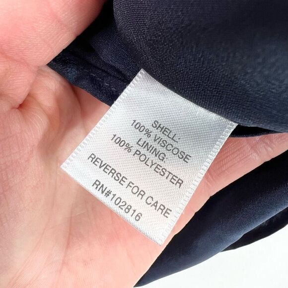 Garnet Hill Mini Dress Womens Large Navy Blue Viscose Tiered Floral Cap Sleeve - Picture 5 of 11